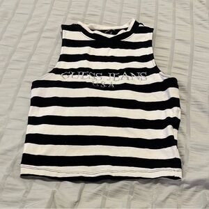 GUESS JEANS Y2K Open Back High Neck Striped Tank Top XS